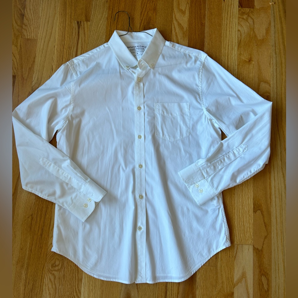 White Mens Dress Shirt Banana Republic size L